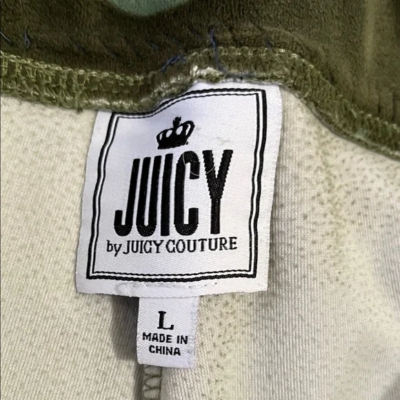 Juicy Couture Green Camouflage Straight Leg Pants size L womens pull on pockets - Picture 5 of 7